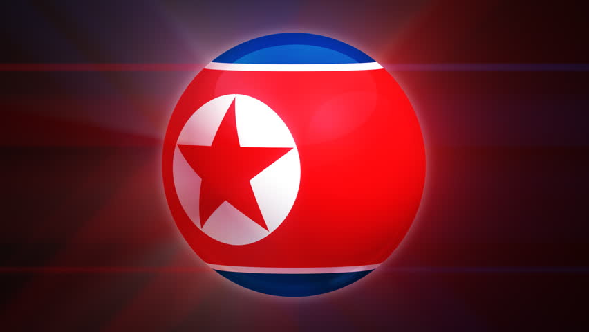 North Korean flag spinning globe with shining lights - HD loop 