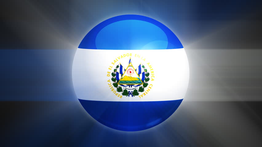 El Salvador flag spinning globe with shining lights - HD loop 