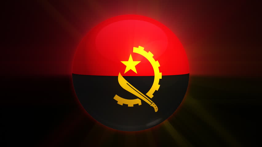 Angolan flag spinning globe with shining lights - HD loop 