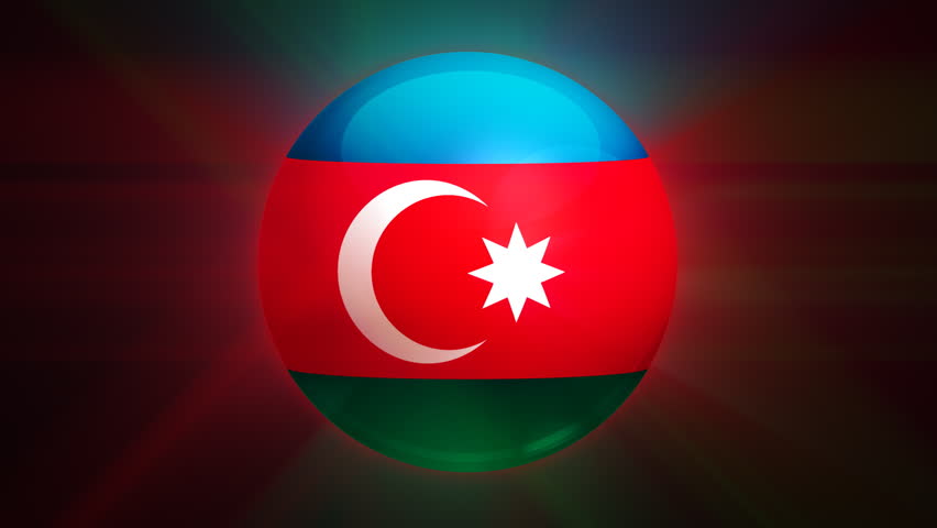 Azerbaijan flag spinning globe with shining lights - HD loop 