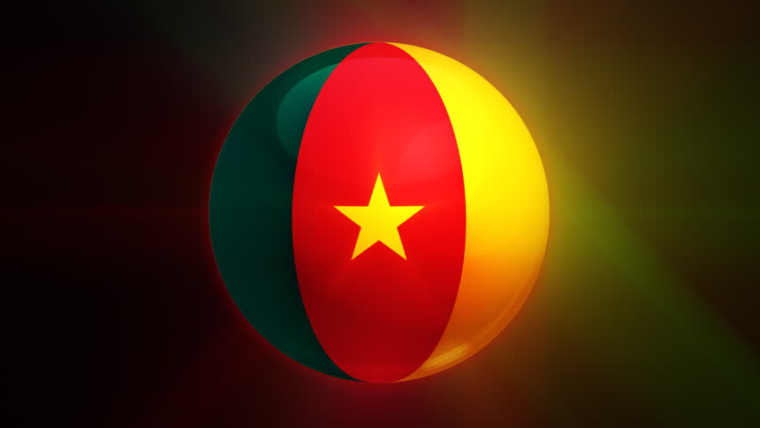 Cameroon flag spinning globe with shining lights - HD loop 