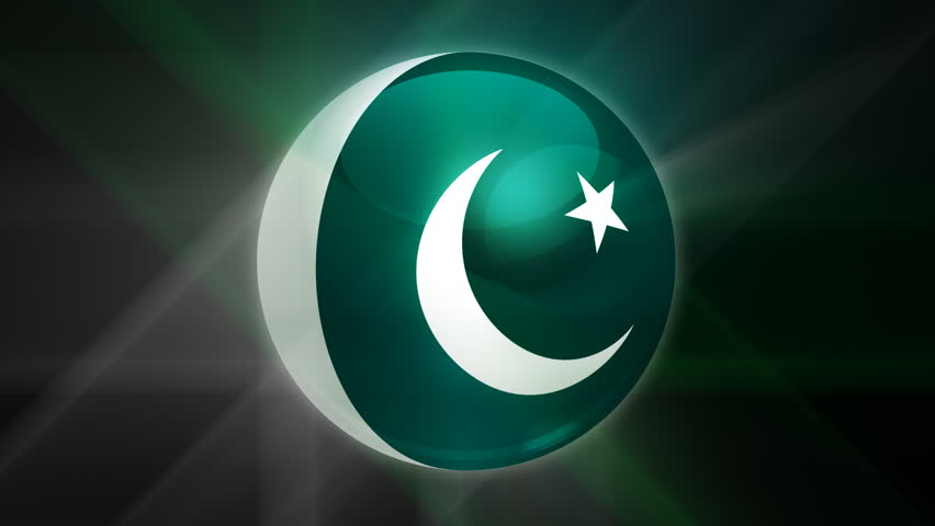 Pakistan flag spinning globe with shining lights - HD loop 