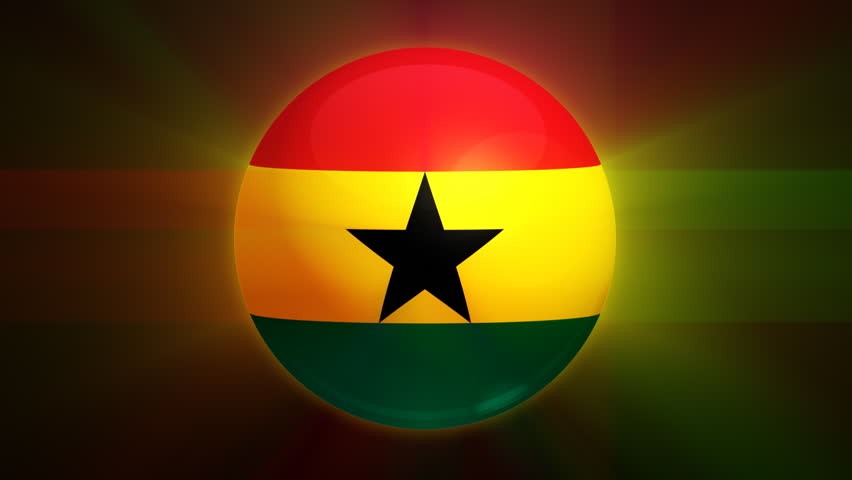 Ghana flag spinning globe with shining lights - HD loop 