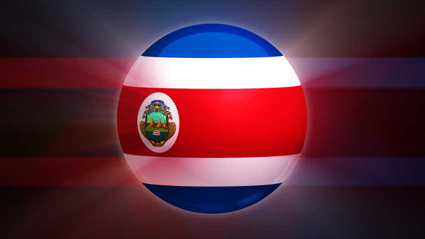 Costa Rican flag spinning globe with shining lights - HD loop 