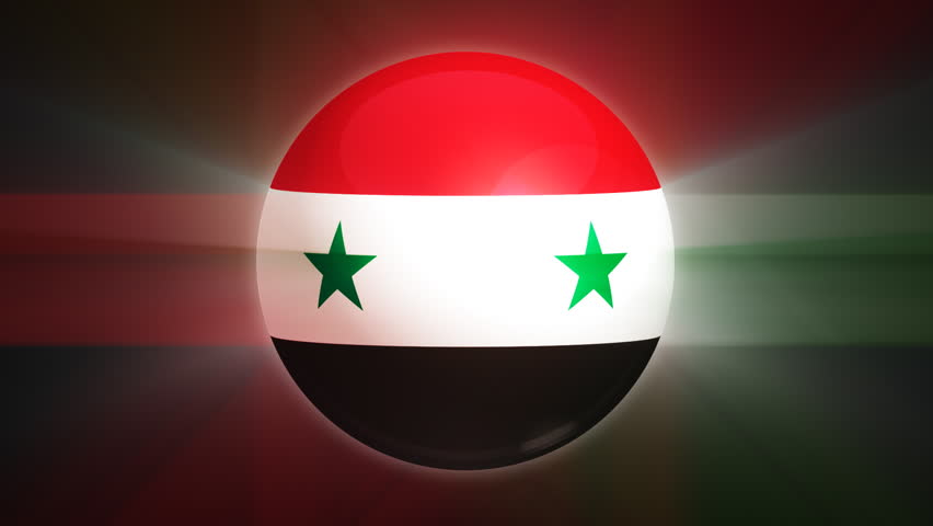 Syrian flag spinning globe with shining lights - HD loop 