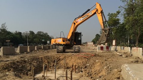 Group Excavator Working On Construction Site Stock Photo 1021023376 ...