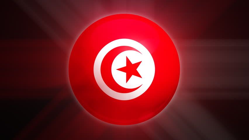 Tunisian flag spinning globe with shining lights - HD loop 