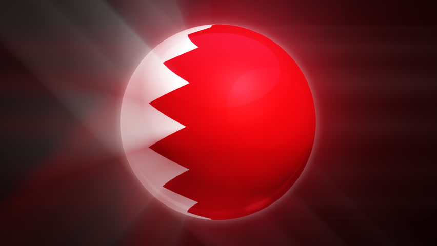 Bahrain flag spinning globe with shining lights - HD loop 