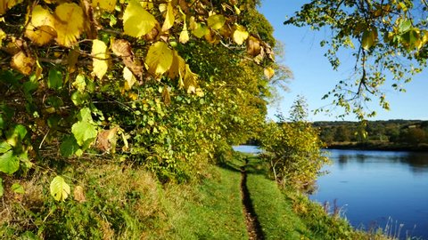 Autumn Landscape and River Dee in Aberdeen, Scotland UK
