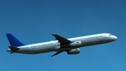 Unidentified air liner flying in blue sky