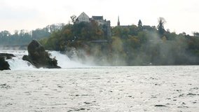 The natural beauty of the magnificent waterfall. Rhine Falls (Rheinfall) .Series of Video footage 