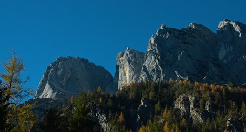 The Ramsauer Dolomiten towering in the blue afternoon sky on a wonderful autumn day, Bavaria, Berchtesgaden, November 2015