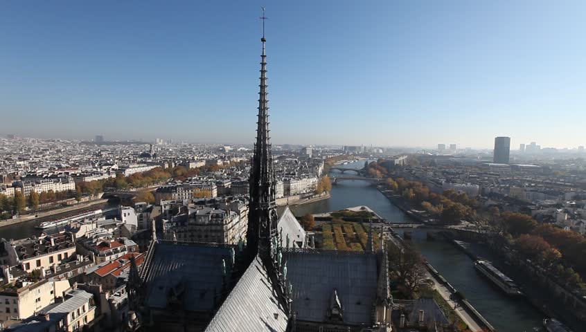 panoramic view of Paris from Notre Dame cathedral
