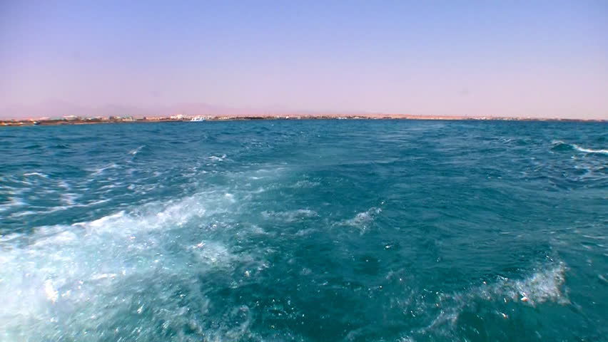 wake of fast moving motor boat, Red sea