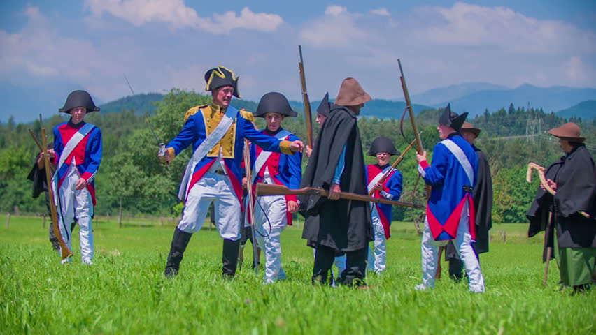 French army is winner of this historical battle on battleground which is in a beautiful nature on countryside.
