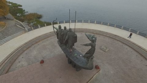 Monument to legendary founders of Kiev: Kiy, Schek, Khoryv and Lybid, Kiev, Ukraine