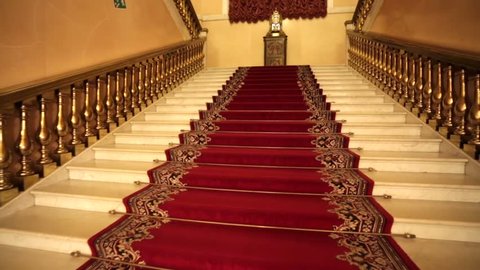 MOSCOW KREMLIN, RUSSIA - OCTOBER 09, 2015: stairs leads inside the Kremlin Armoury. Armoury is one of the oldest museums of Moscow, established in 1808 and located in the Moscow Kremlin. 