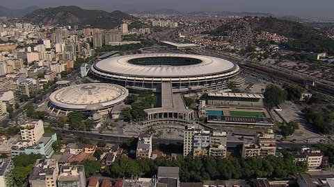 Overhead Aerial shot of Maracana Stadium, Rio De Janeiro, Brazil