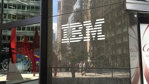 NEW YORK CITY - July 2015: Daytime establishing shot IBM headquarters at 590 Madison Avenue in Manhattan. IBM is largest tenant with portion of its NYC workforce spanning multiple floors of building.