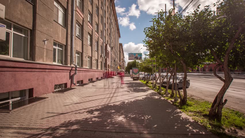 Walk down the street, Novosibirsk City, Russia, Time lapse (Hyper Lapse)