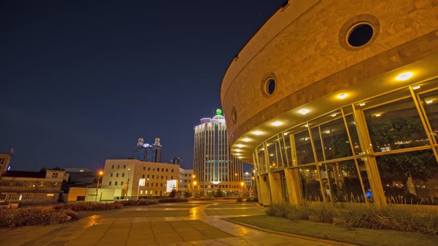Sunrise in Novosibirsk City, night-day transition, Russia, Time lapse (Hyper Lapse)