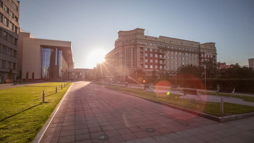 Beautiful building, Novosibirsk City, Russia, Time lapse (Hyper Lapse)