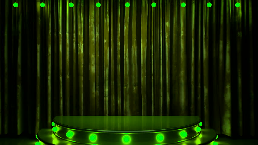 Green Curtain Stage with Golden Stock Footage Video (100% Royalty-free