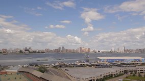 Kazan is a big city in Russia. Video shows a beautiful panorama of the city and the Kazanka river.