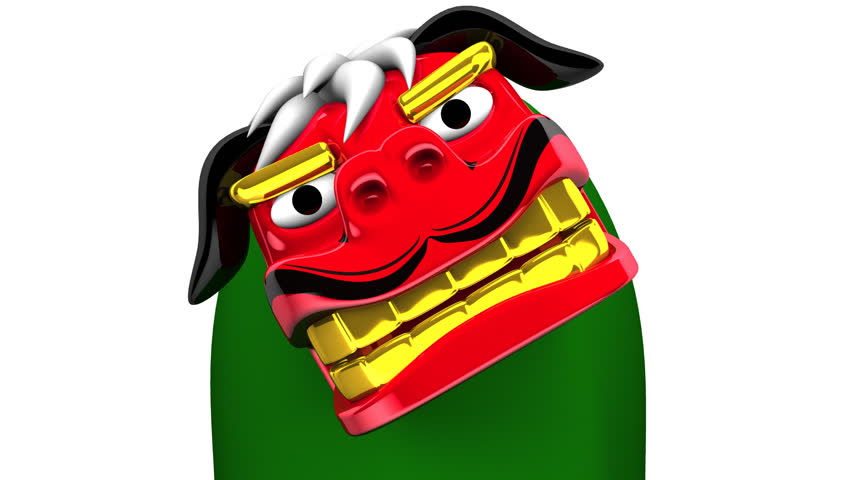 Lion Dance On White Background. Stock Footage Video (100% Royalty-free