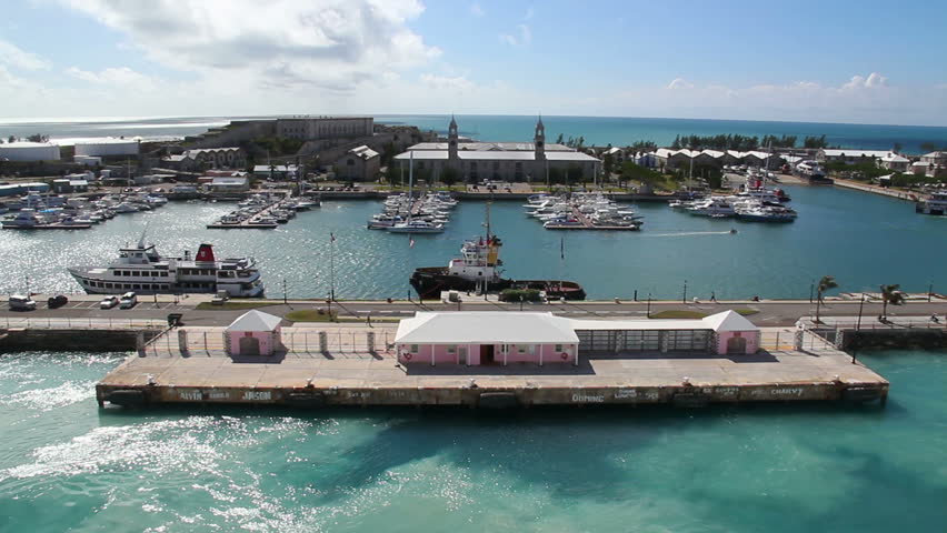 A cruise liner leaves King's Wharf in Bermuda.
