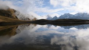 Koruldi Lakes, Upper Svaneti, Mestia near Ushba pass. Georgia, Europe. Caucasus. HD video (High Definition). Timelapse