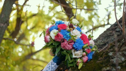 bridal bouquet on a tree branch, wedding decor