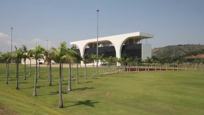 BH, BRAZIL - November 6 - An exterior view of the City Administration state government of Minas Gerais, on November 6, 2015, in Belo Horizonte, Brazil. Project Brazilian architect Oscar Niemeyer.