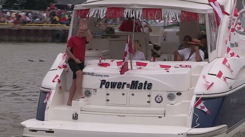 Port Dover Ontario July 2013 Canada day boat parade in Port Dover