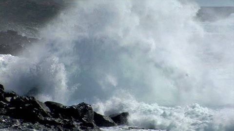 extreme wave crushing coast close