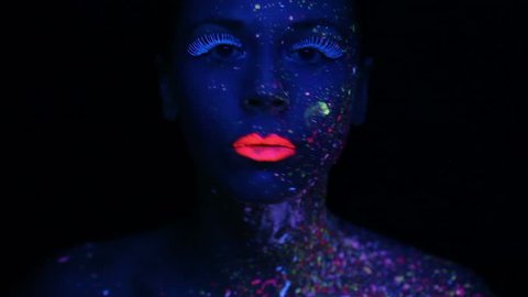 Portrait Woman Violet Paint On Face Stock Photo 267559352 | Shutterstock