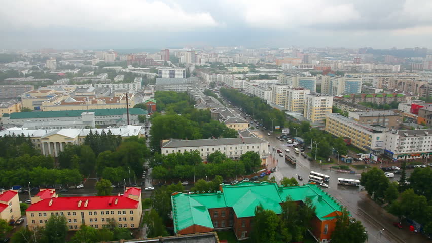 top view on the panorama of city - Ufa Russia timelaose