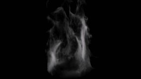 High speed camera shot of an smoke video element, isolated on a black background. Can be pre-matted for your video footage by using the command Frame Blending - Multiply.