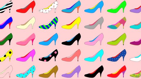 Fashion animation with various styles of high heels 