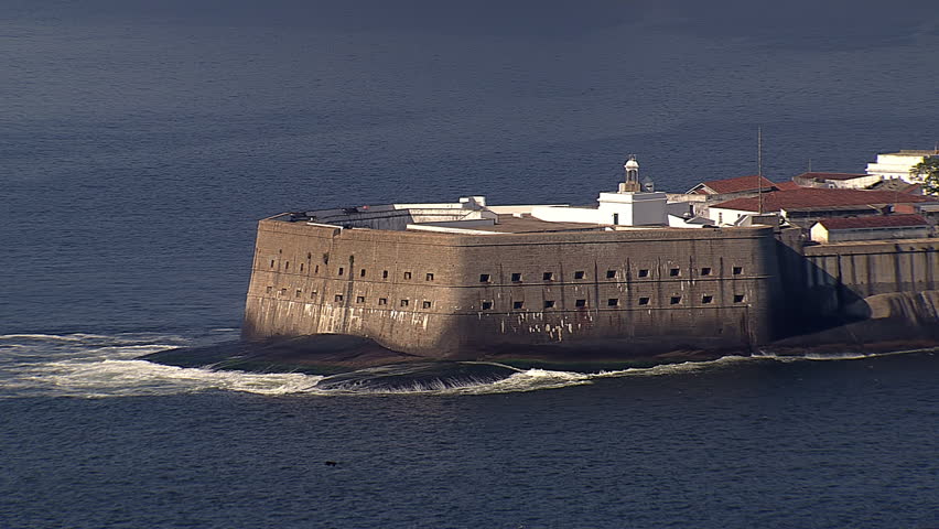 Aerial view of Old Fortress Fortaleza de Santa Cruz, Rio de Janeiro, Brazil