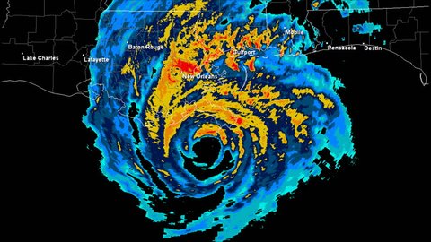 Hurricane Katrina (2005) Landfall Doppler Radar Time Lapse.

Pursuant to 17 U.S.C. § 403: This work was created using archived NEXRAD Data from the NWS which is not subject to copyright protection.
