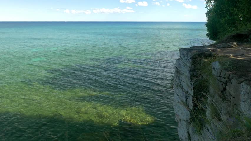 sharp cliff overlooking Michigan lake, WI