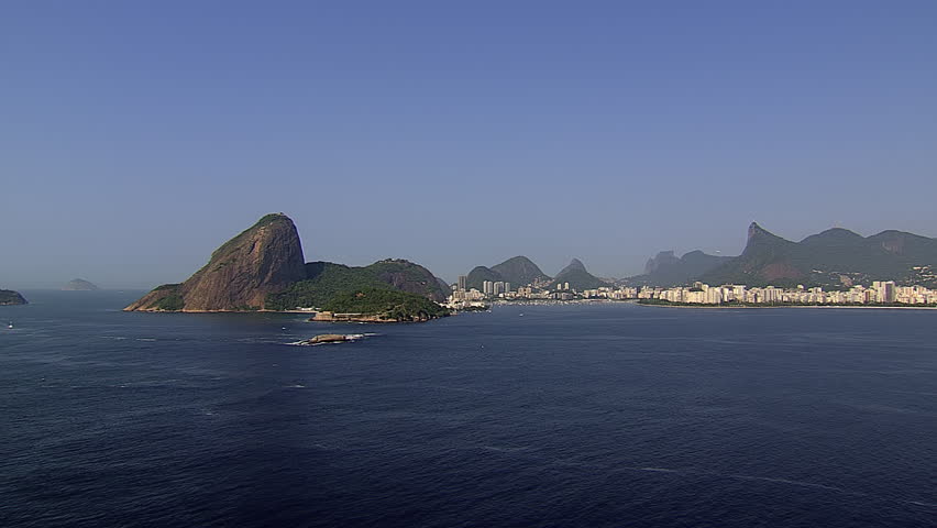 Aerial view of Sugarloaf Mountain and Old Fortress, Rio de Janeiro, Brazil