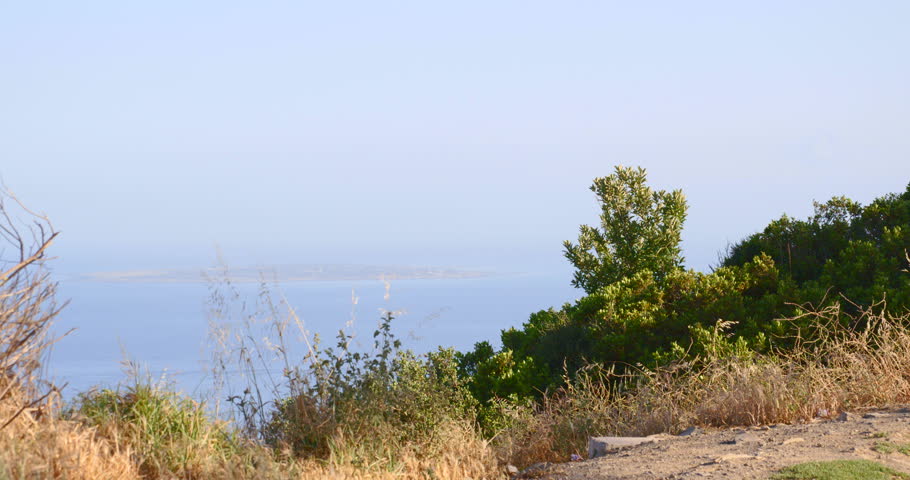 Robben Island, where Nelson Mandela was imprisoned for twenty-seven years, seen from a Table Mountain footpath