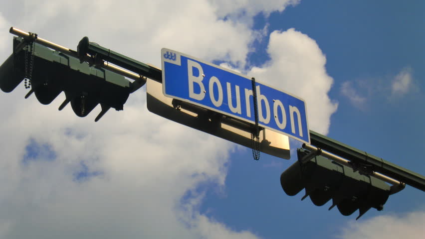 NEW ORLEANS - CIRCA JULY 2011: (Timelapse view) Bourbon Street Sign, circa July