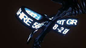 A timelapse night view of the London Stock Exchange Ticker attached to the Gift Horse statue in Trafalgar Square, London, UK - Powered by Shutterstock - Get 15% off with code: PIKWIZARD15