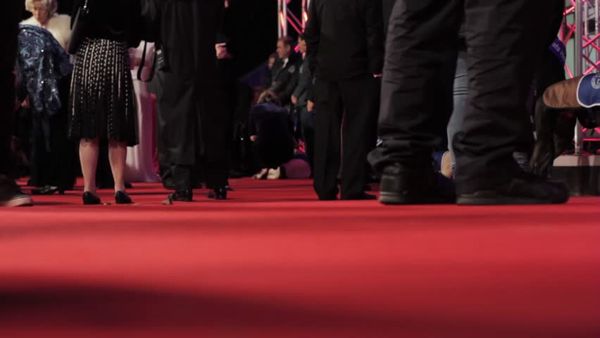 Close up Feet Walking by at Red Carpet Premiere Event Royalty-Free Stock Footage #12844349