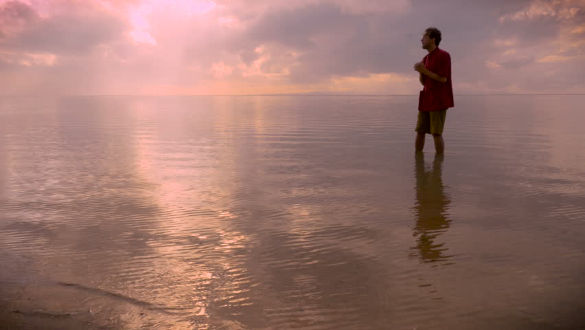 Side View Man Standing Calm Ocean Stock Footage Video 100 Royalty Free 12844934 Shutterstock 9477