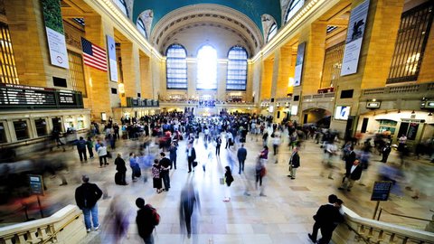 NEW YORK - MAY 6: (Timelapse View) Passengers traveling through Grand Central Station May 6, 2011 in New York, NY. Grand Central is the largest train station in the world by number of platforms.