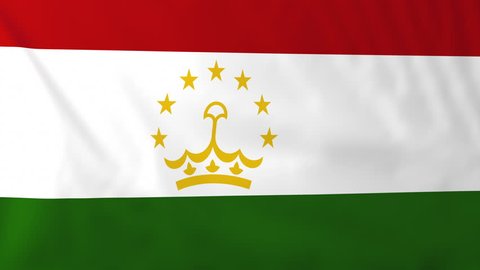 Flag of Tajikistan, slow motion waving. Rendered using official design and colors. Highly detailed fabric texture. Seamless loop in full 4K resolution. ProRes 422 codec.
